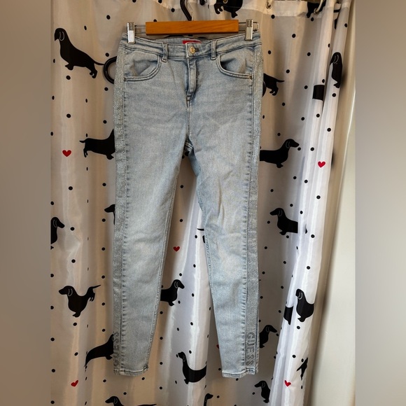 Light Blue Skinny Jeans with Distressed Look - Picture 1 of 7